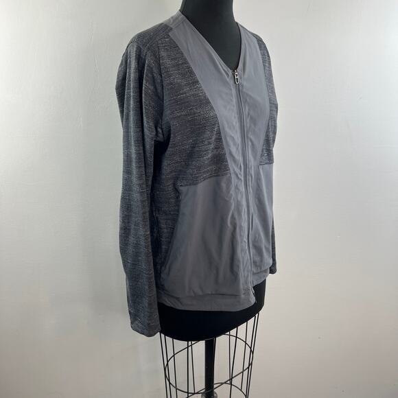 Lululemon Lab Heather Gray Varsa Jacket V-Neck Two-Way Full Zip Size Medium M - Picture 5 of 10